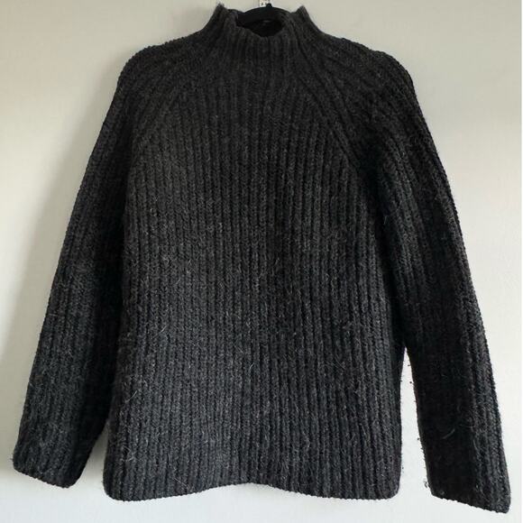 Lauren Ralph Lauren Alpaca Wool Blend Mock Neck Chunky Sweater Gray Size M - Picture 2 of 5